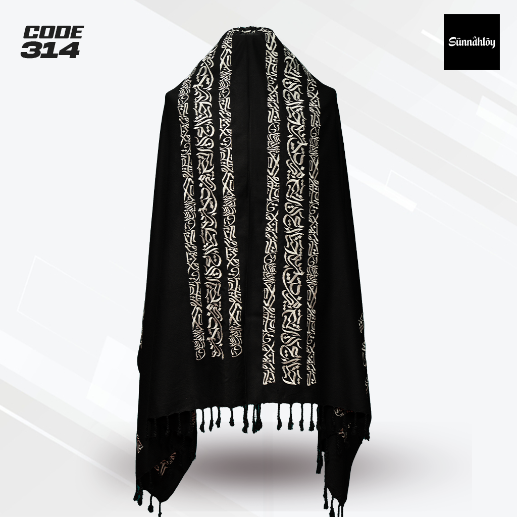 Sunnahloy calligraphy Shawl 35 Embroidery Kaligrafi Art Shawls Black - Image 1