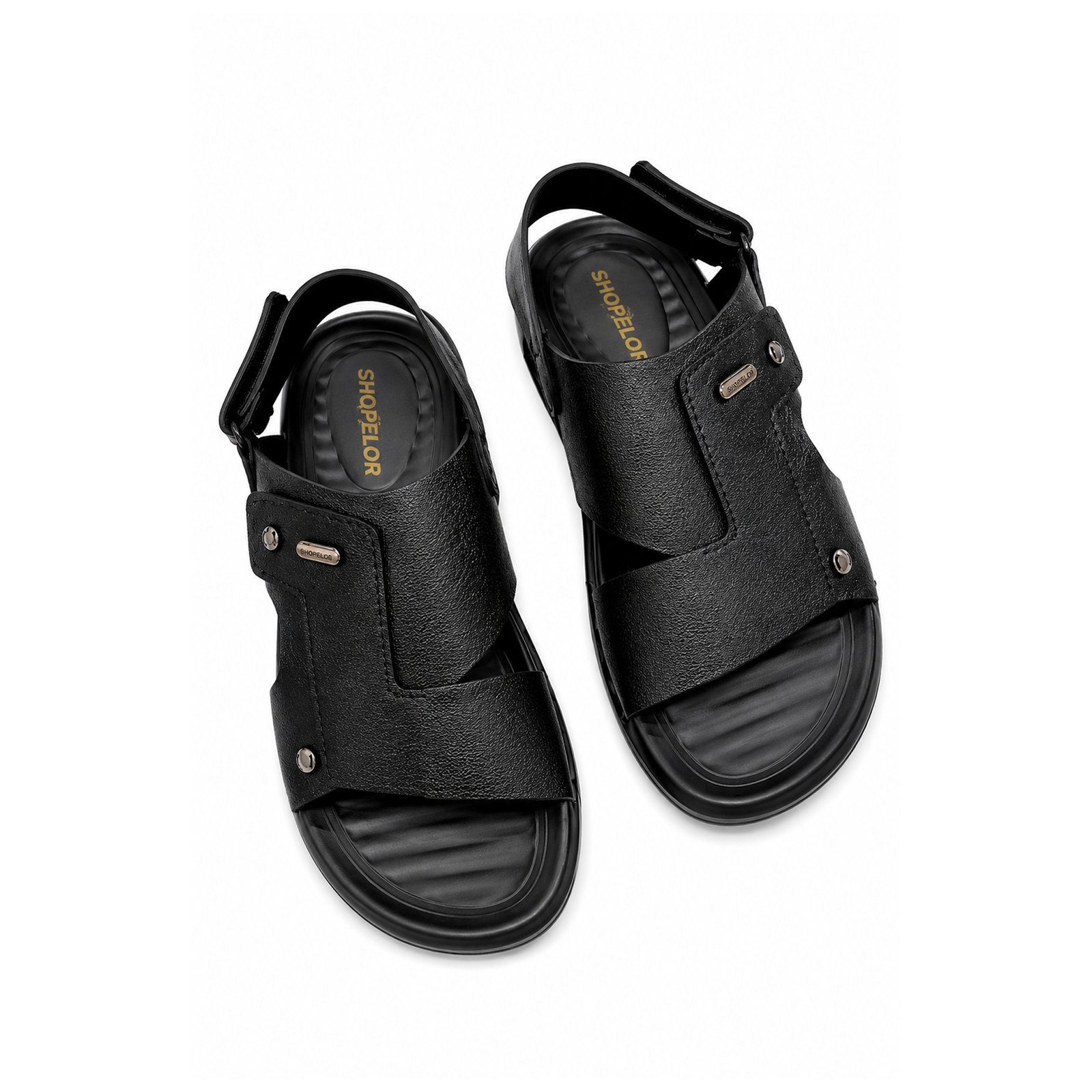 CODE_ 410-1 Genuine Leather Men's Sandal Black - Image 1