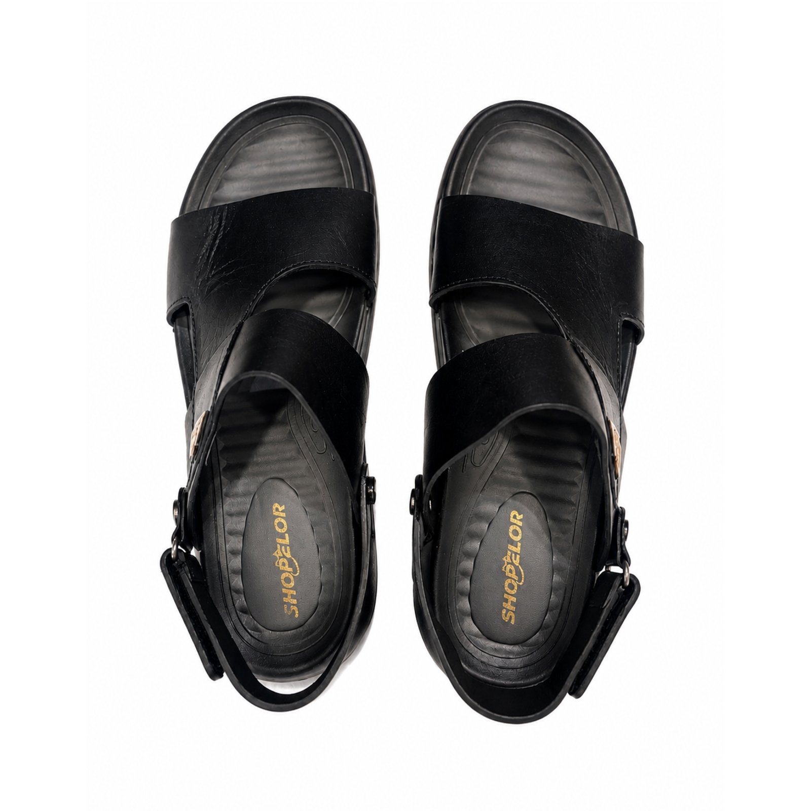 CODE_ 415 Original Leather Black Comfort Sandal with Adjustable Strap - Image 1